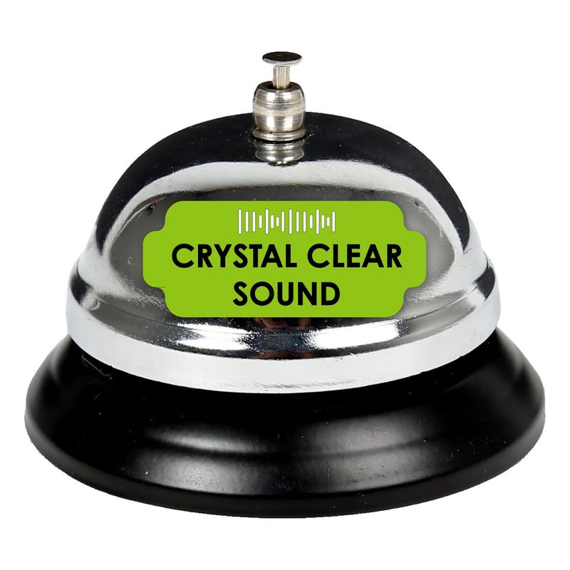 Desk Tech Classic Chrome Desk Bell, Chrome Silver Finish with Black Plastic Base, Perfect for Reception, Office, Classroom, Restaurant Waiting Area, and Service Counter, 3.5" D x 3" H - Image 1